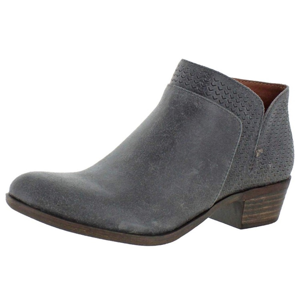 Lucky Brand Brintly Leather Ankle Bootie Grey
